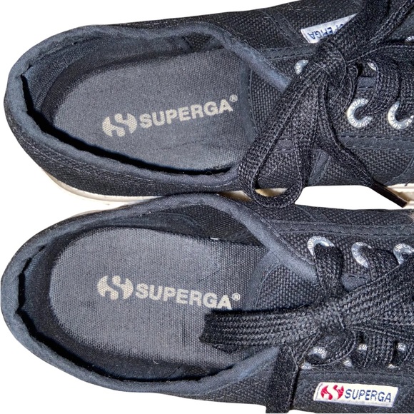 SUPERGA Black Canvas Low Classic Sneakers Size 6 - Picture 6 of 15